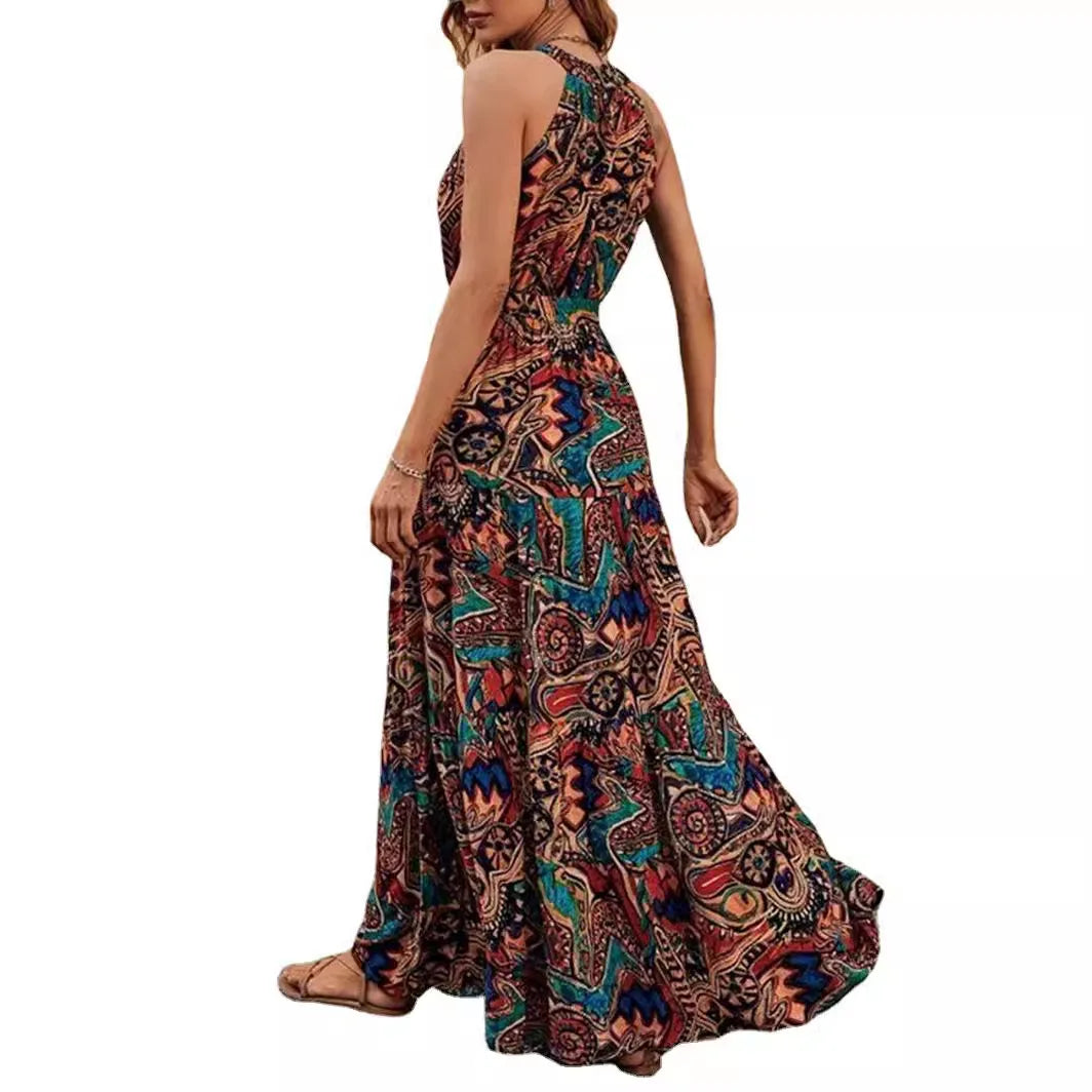 hot sales vintage Robe Maxi Long Dress Women Summer Clothes Bohemian Cotton Linen Floral Bohemian fashion