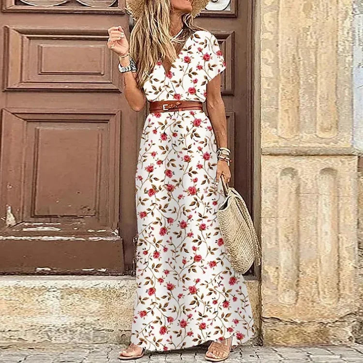 Women Long Dress Summer Beach Bohemian Dresses Vestido Casual Robe Female Clothing Y2K Floral Elegant Maxi Dress Платье Женское