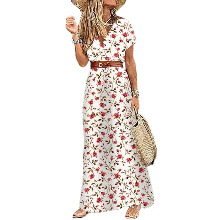 Long Dress for Women 2025 Summer Beach Bohemian Dresses Vestido Casual Robe Female Clothing Y2K Floral Skirt Elegant Maxi Dress