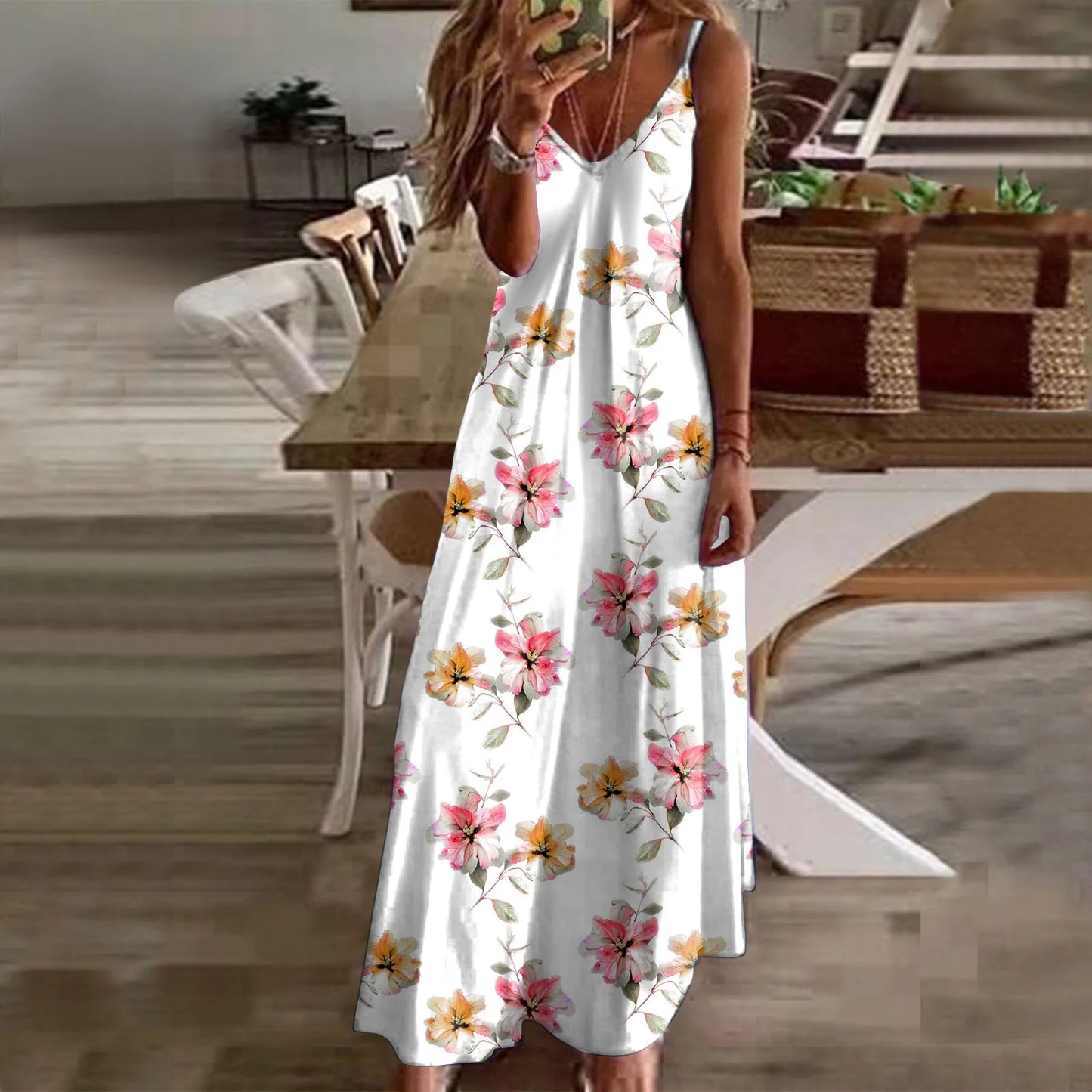 2024 Summer Bohemian Women's Slip Dress Long A-line Oversize Casual Dresses Female Elegant New Spring Lady Loose Beach Clothes