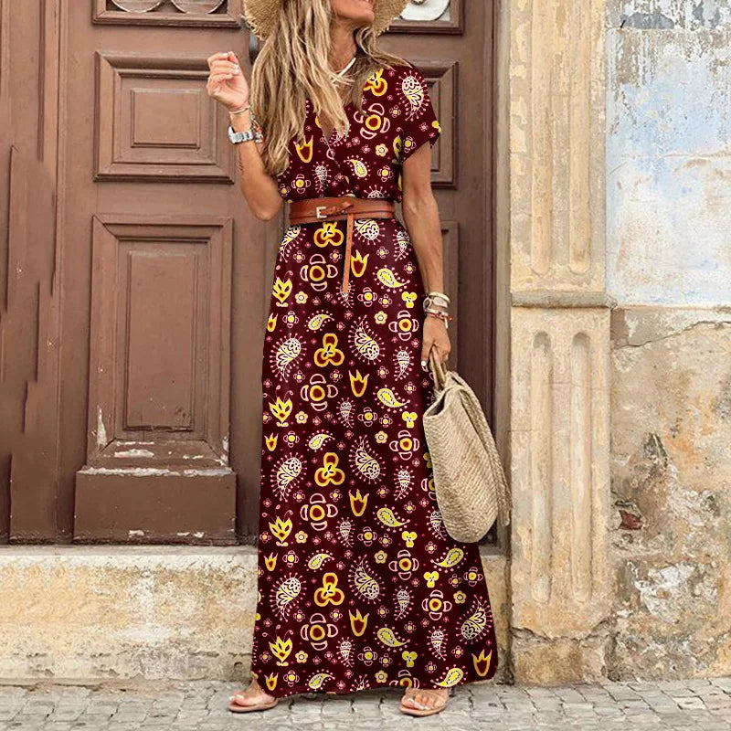 Long Dress for Women 2025 Summer Beach Bohemian Dresses Vestido Casual Robe Female Clothing Y2K Floral Skirt Elegant Maxi Dress