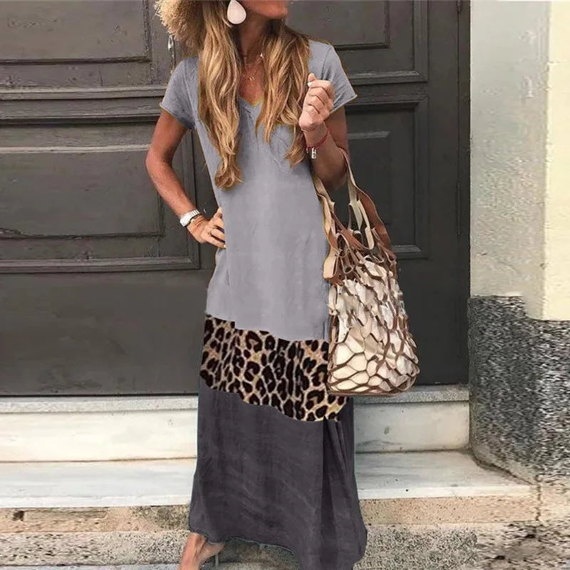 A Sping Summer Bohemian Women Maxi Dress Casual Long Sleeve High Waist Beach Woman Chiffon Dresses Floral Vestidoes Mujer