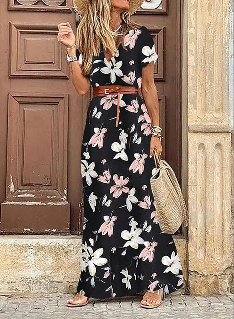 Long Dress for Women 2025 Summer Beach Bohemian Dresses Vestido Casual Robe Female Clothing Y2K Floral Skirt Elegant Maxi Dress