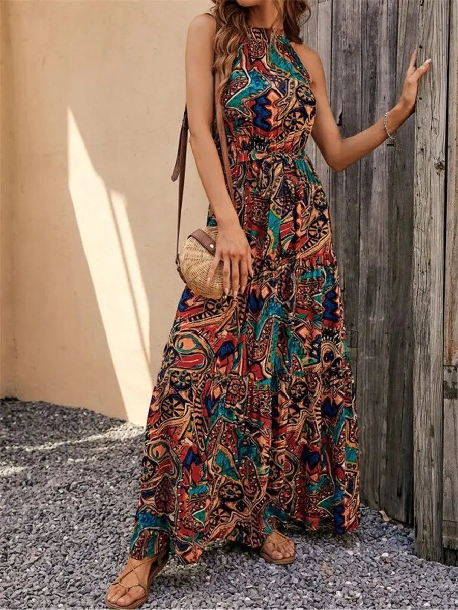 hot sales vintage Robe Maxi Long Dress Women Summer Clothes Bohemian Cotton Linen Floral Bohemian fashion