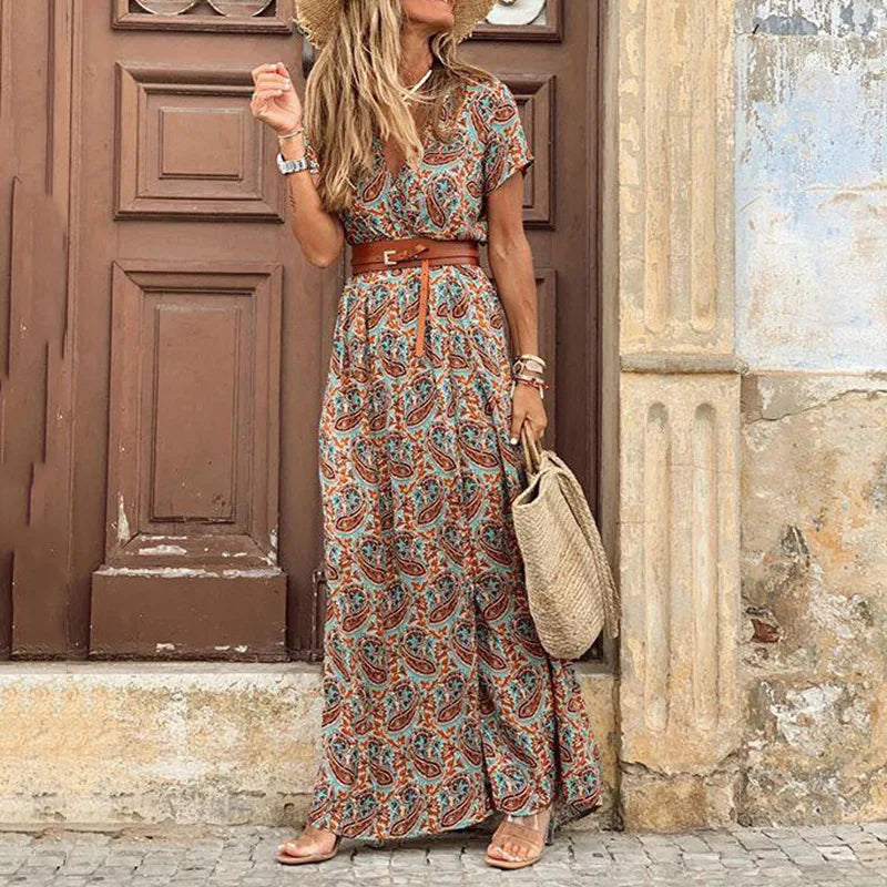 Long Dress for Women 2025 Summer Beach Bohemian Dresses Vestido Casual Robe Female Clothing Y2K Floral Skirt Elegant Maxi Dress