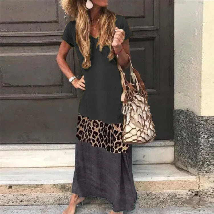 A Sping Summer Bohemian Women Maxi Dress Casual Long Sleeve High Waist Beach Woman Chiffon Dresses Floral Vestidoes Mujer