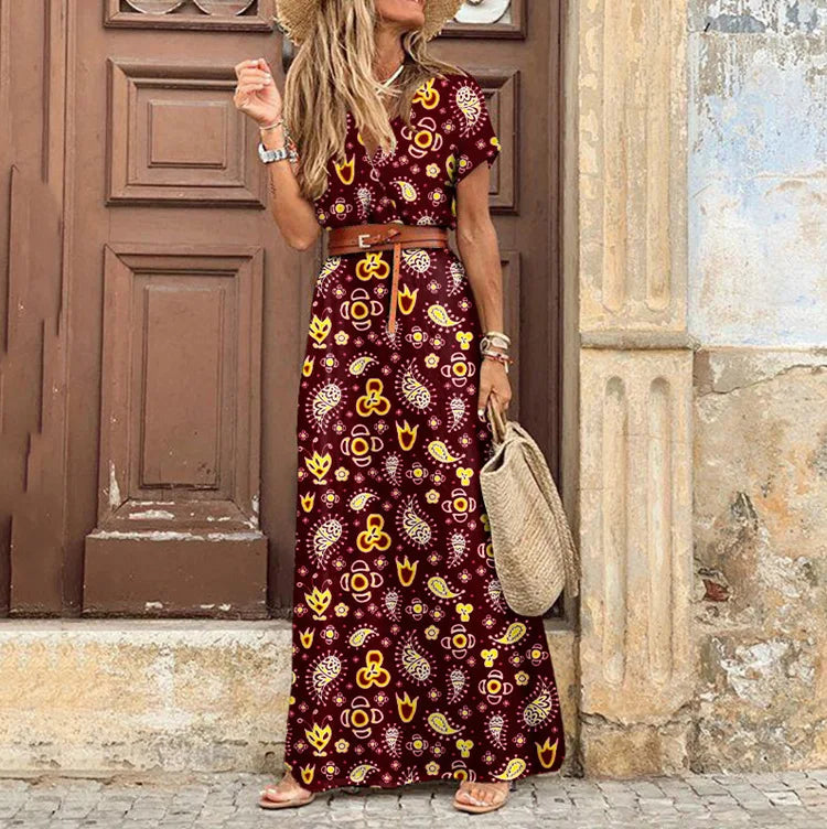 Long Dress for Women 2025 Summer Beach Bohemian Dresses Vestido Casual Robe Female Clothing Y2K Floral Skirt Elegant Maxi Dress