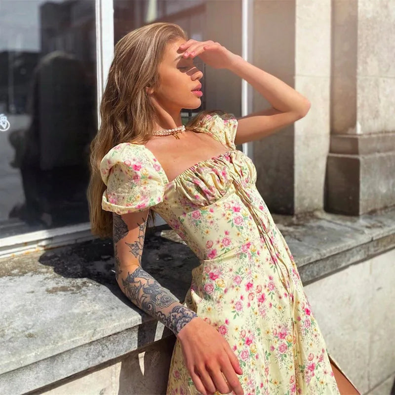 Elegant Luxury Evening Dress 2024 Holiday Outfits Womens Brithday Dresses for Women Retro Printed Prom Gown Fashion Party Gowns