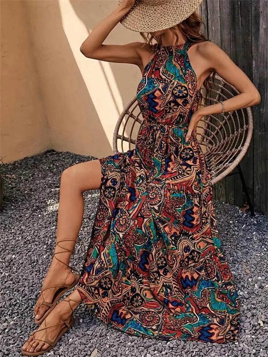 hot sales vintage Robe Maxi Long Dress Women Summer Clothes Bohemian Cotton Linen Floral Bohemian fashion