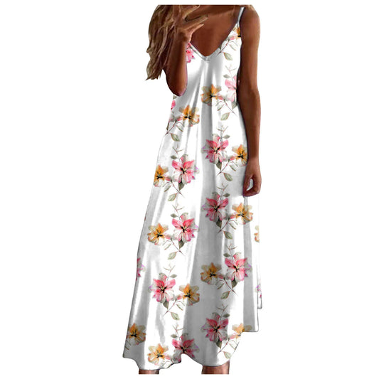 2024 Summer Bohemian Women's Slip Dress Long A-line Oversize Casual Dresses Female Elegant New Spring Lady Loose Beach Clothes