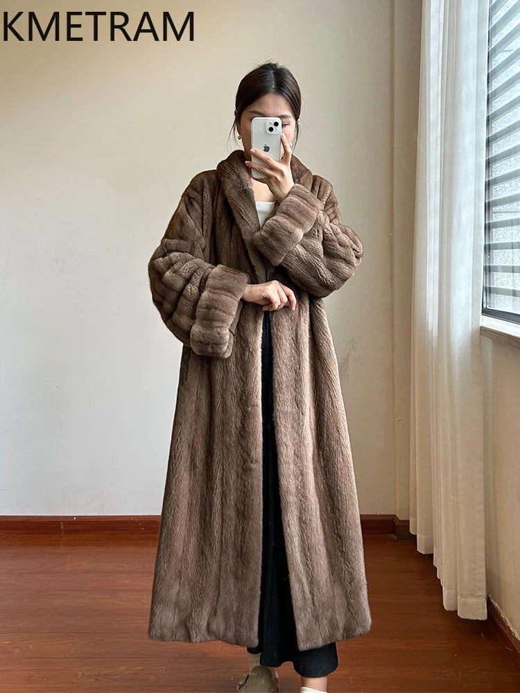 Natural mink Fur Coat Women Luxury Long Fur Jacket Winter New in Outerwears High Quality Womans Clothing шуба женская 2025