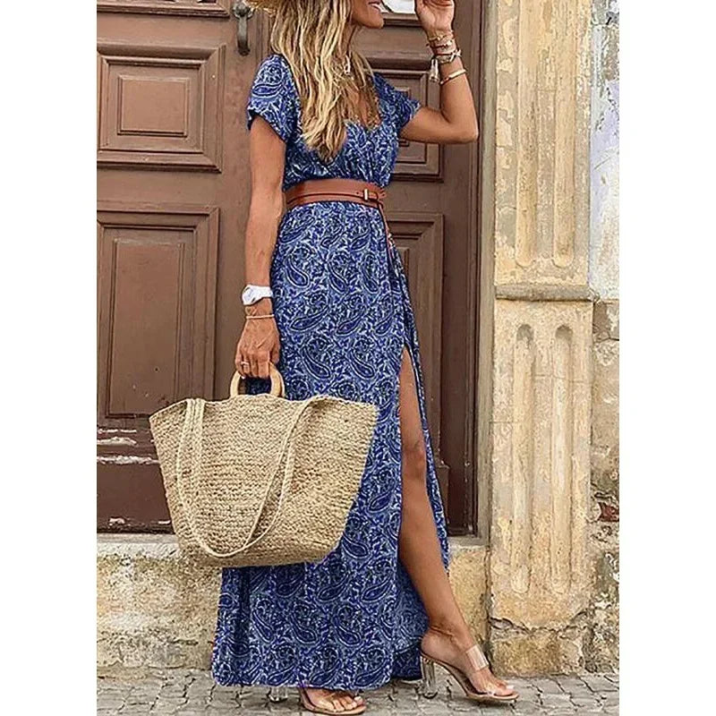 Women Long Dress Summer Beach Bohemian Dresses Vestido Casual Robe Female Clothing Y2K Floral Elegant Maxi Dress Платье Женское