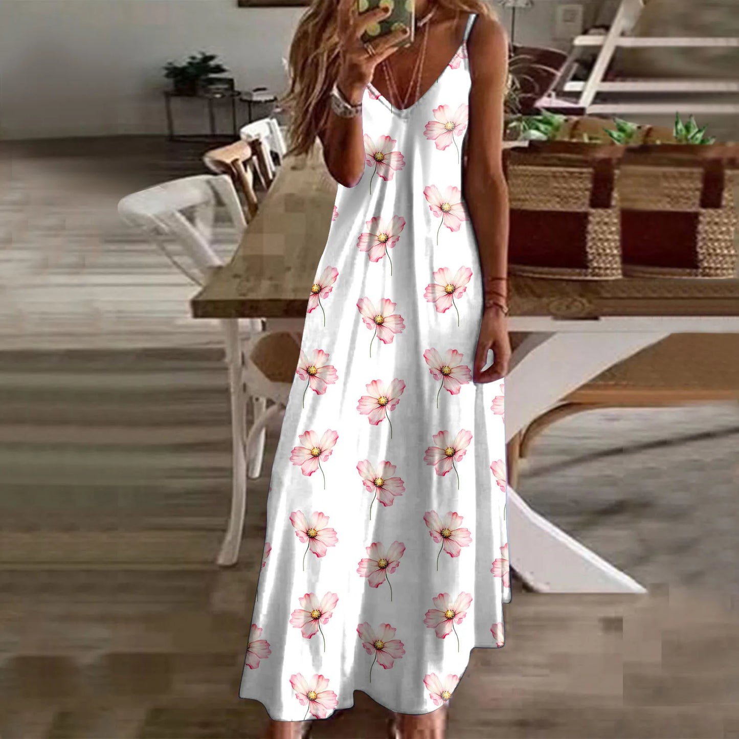 2024 Summer Bohemian Women's Slip Dress Long A-line Oversize Casual Dresses Female Elegant New Spring Lady Loose Beach Clothes