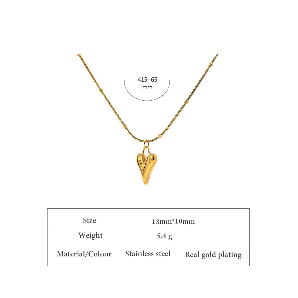 Yhpup Temperament Heart Pendant Chain Necklace for Women Stainless Steel Stylish Choker 18 K Jewelry Waterproof Party Gift