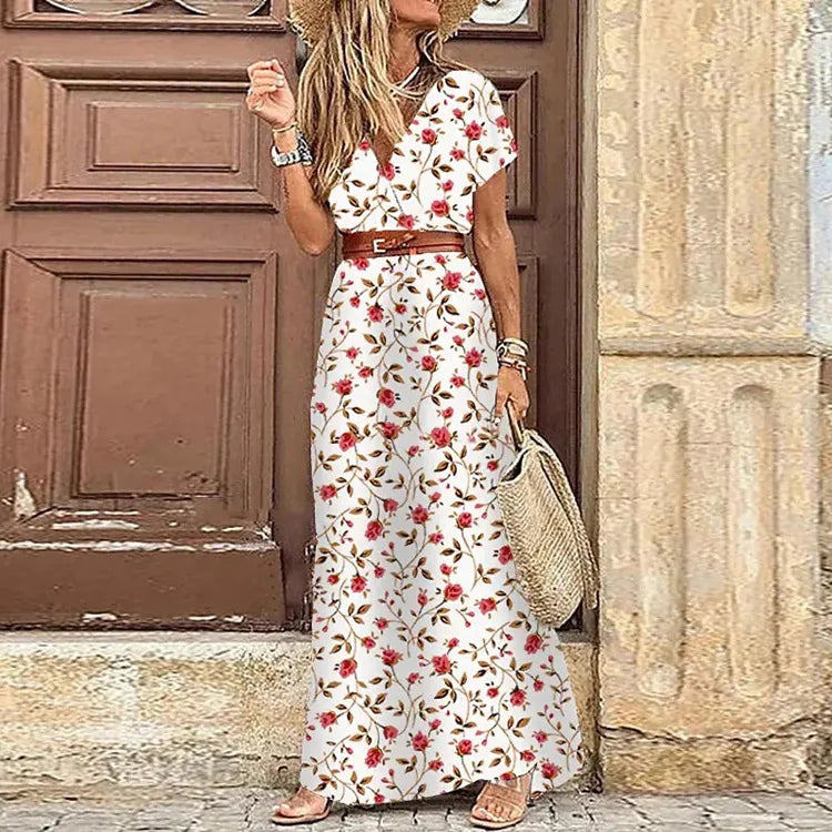 Long Dress for Women 2025 Summer Beach Bohemian Dresses Vestido Casual Robe Female Clothing Y2K Floral Skirt Elegant Maxi Dress