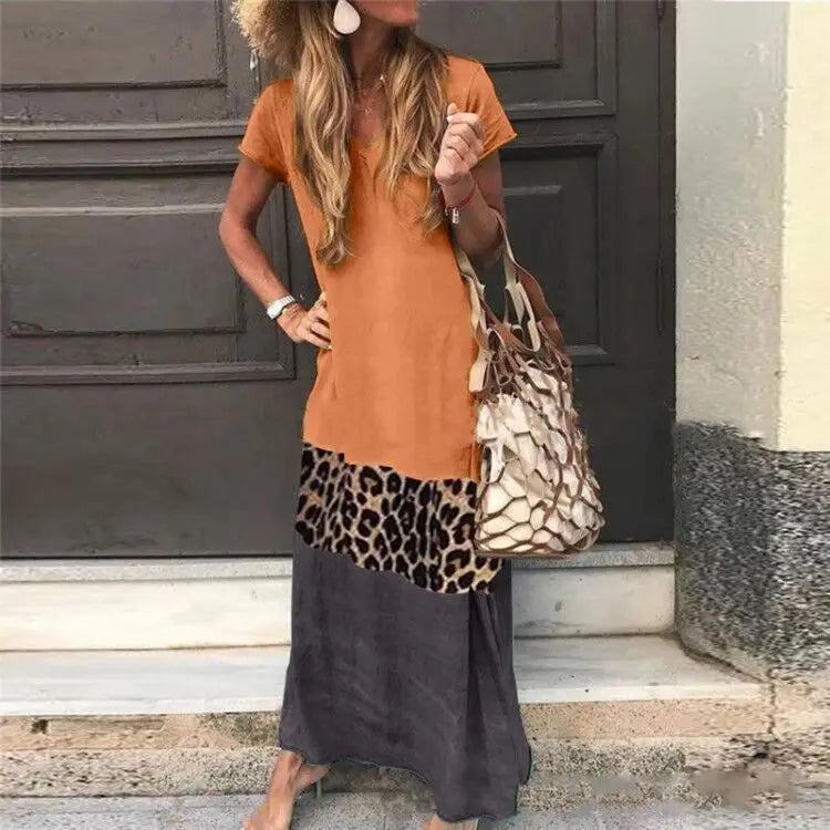 A Sping Summer Bohemian Women Maxi Dress Casual Long Sleeve High Waist Beach Woman Chiffon Dresses Floral Vestidoes Mujer