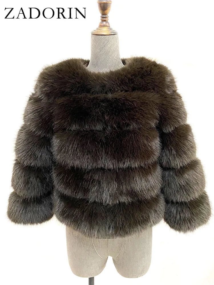 ZADORIN S-5XL Mink Coats Autumn Winter Fluffy Black Faux Fur Coat Women Elegant Thick Warm Faux Fur Jackets For Women 2024 Tops