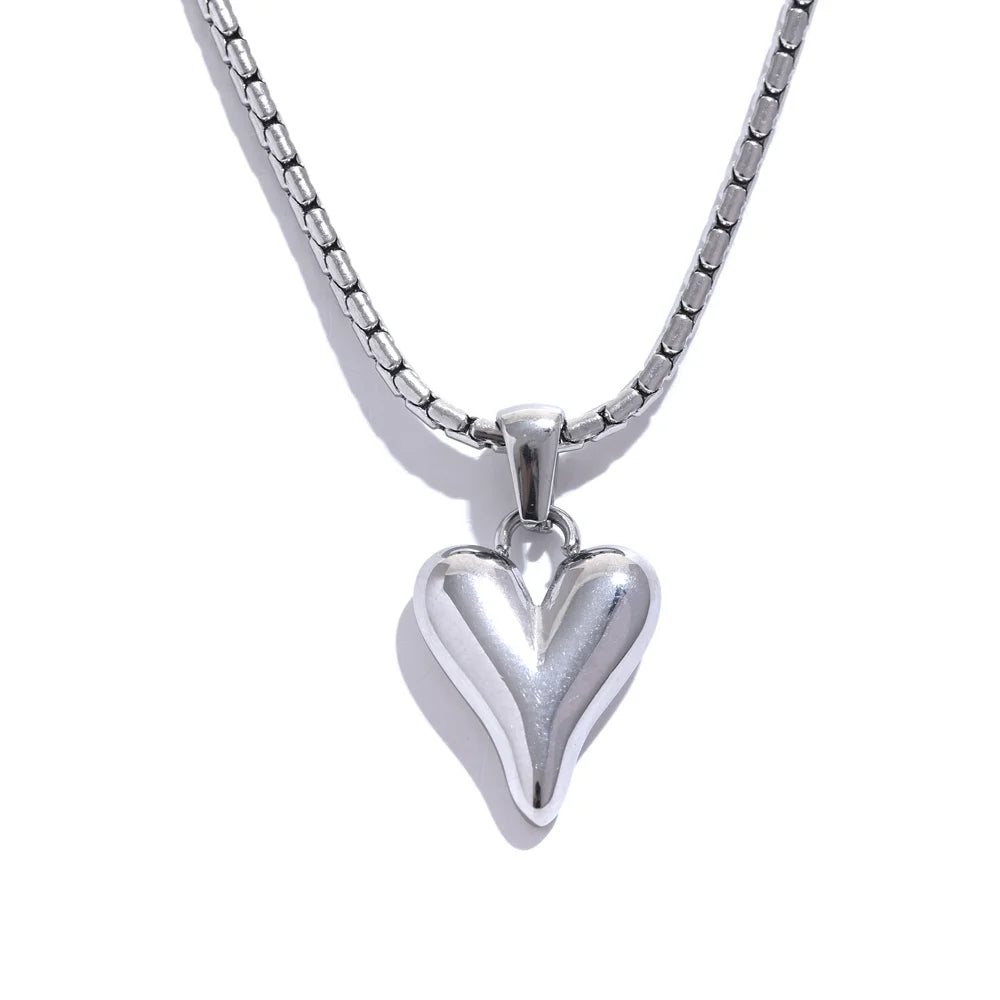 Yhpup Temperament Heart Pendant Chain Necklace for Women Stainless Steel Stylish Choker 18 K Jewelry Waterproof Party Gift