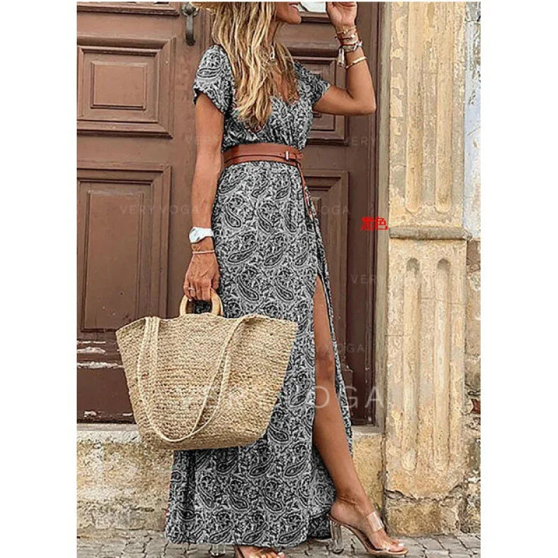 Long Dress for Women 2025 Summer Beach Bohemian Dresses Vestido Casual Robe Female Clothing Y2K Floral Skirt Elegant Maxi Dress